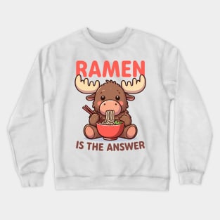 Moose Eating Ramen Noodles Food Crewneck Sweatshirt